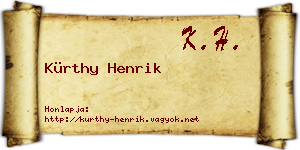 Kürthy Henrik névjegykártya
