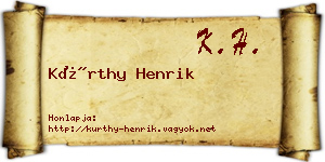 Kürthy Henrik névjegykártya